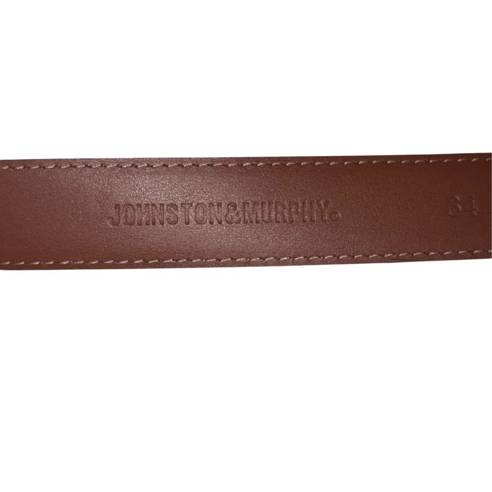 Johnston & Murphy Belt Mens Leather Classic Excellent Stitching 34 Black